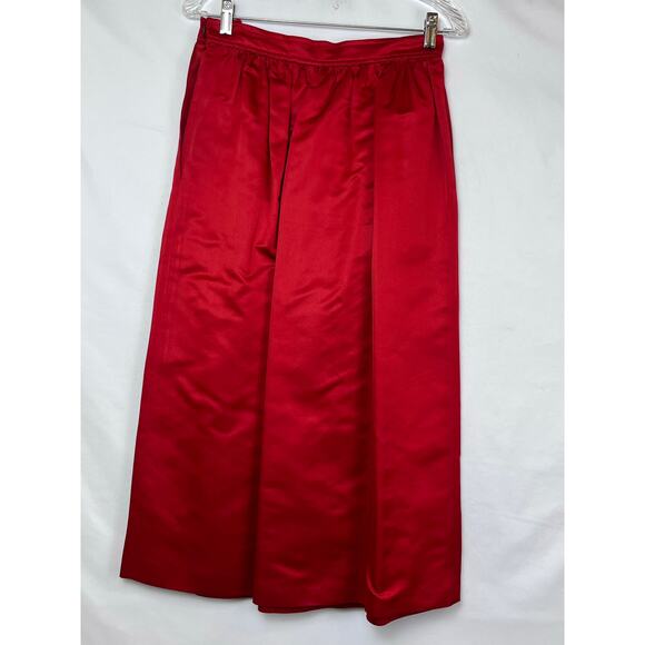 Blassport Women's Size 10 Red Satin Inspired Mid-Calf Skirt - Picture 6 of 6